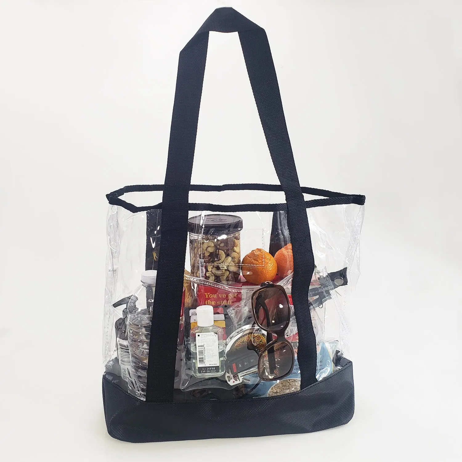 6 ct Transparent Clear Tote Bag with Zippered Pouch - By Bundle