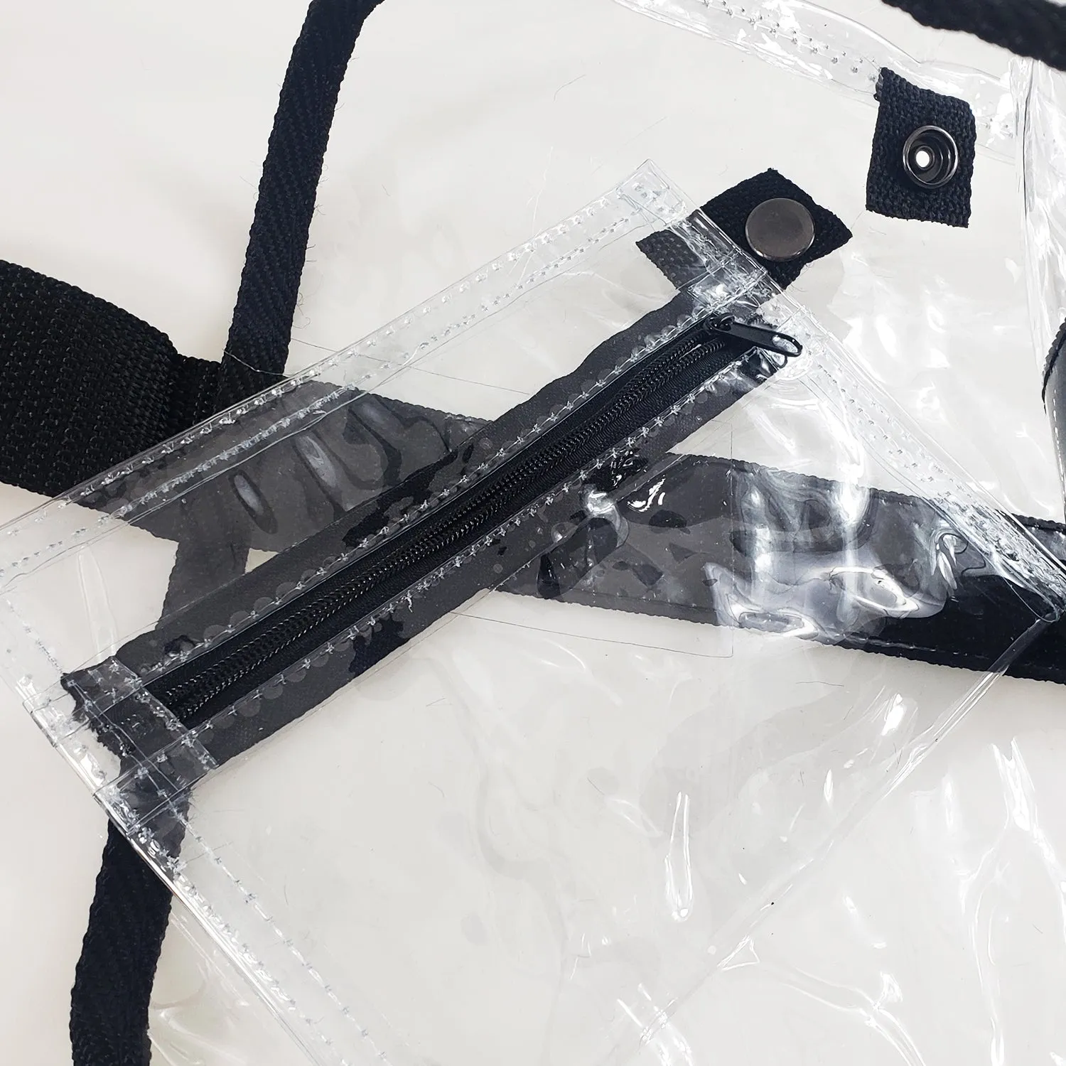 6 ct Transparent Clear Tote Bag with Zippered Pouch - By Bundle