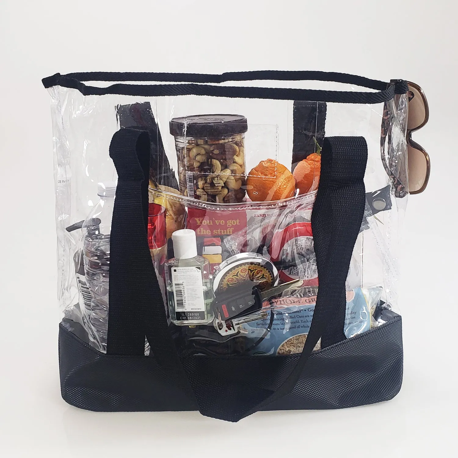 6 ct Transparent Clear Tote Bag with Zippered Pouch - By Bundle