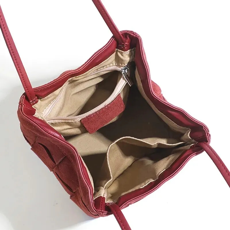 Aili Suede Lattice Bucket Bags