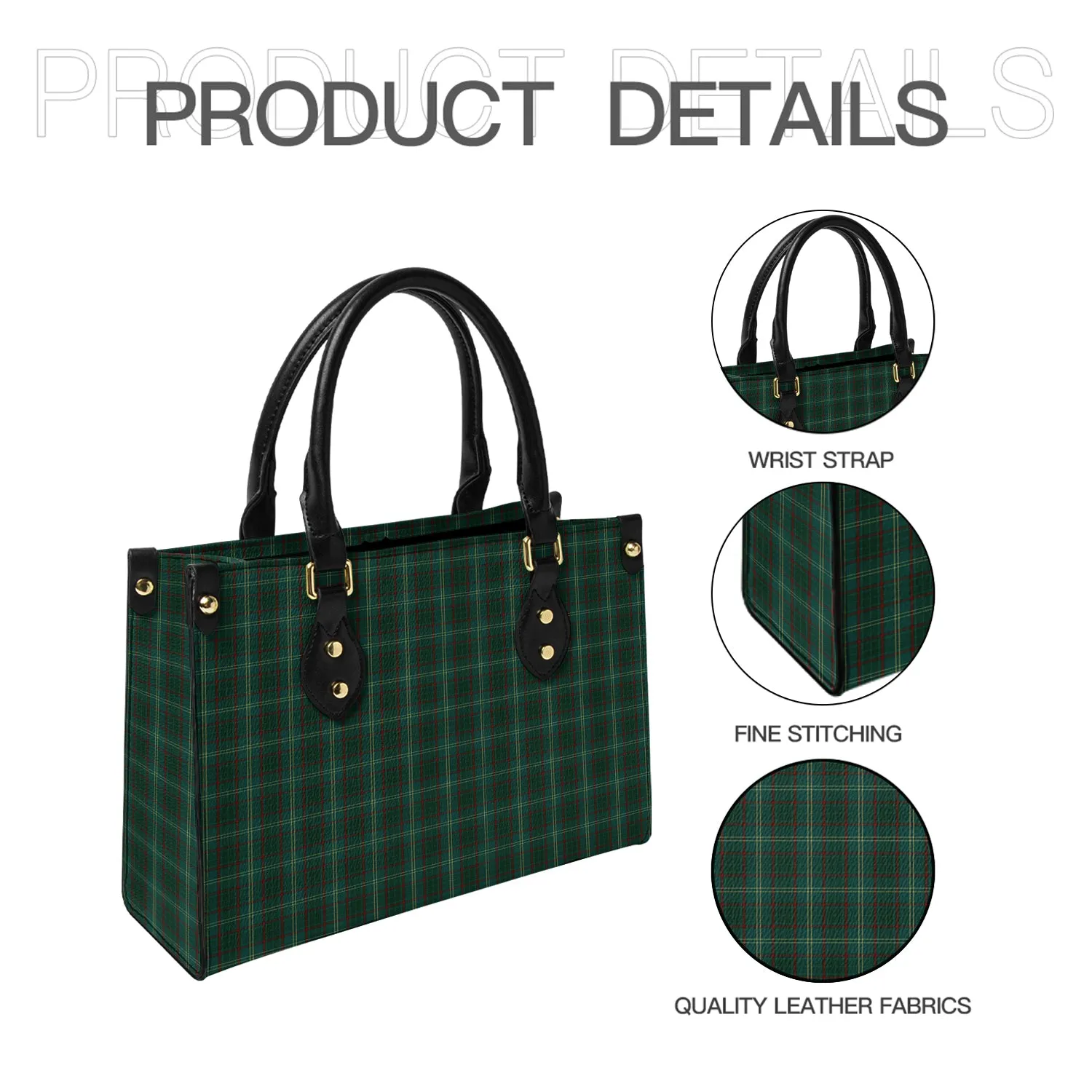 Armagh County Ireland Tartan Leather Bag