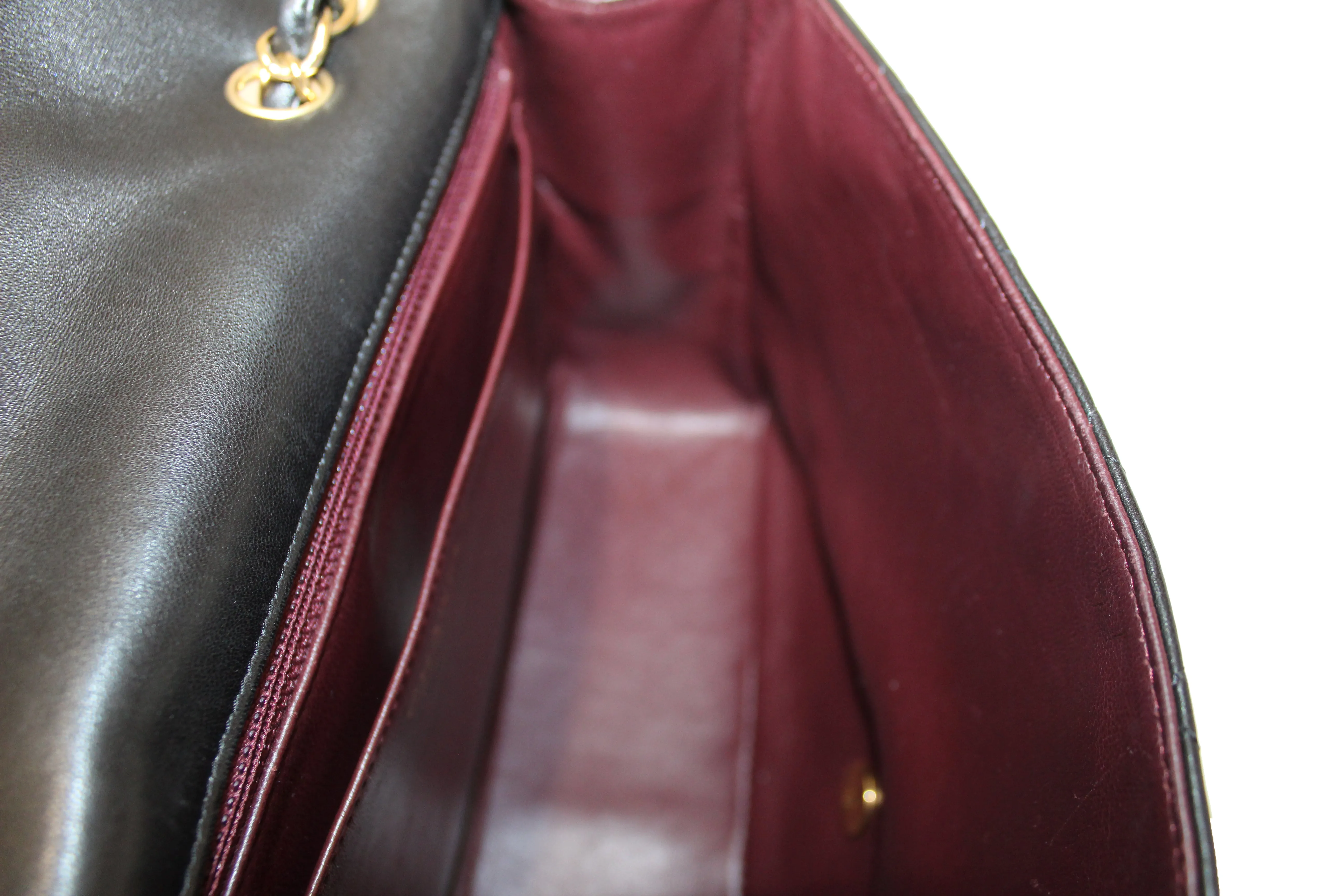 Authentic Chanel Black Quilted Lambskin Leather Jumbo Single Flap Bag
