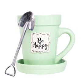 Be Happy Flower Pot Mug