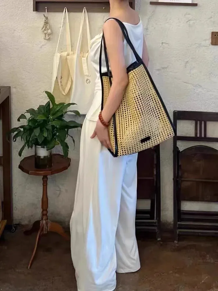 Bohemian Straw Tote Braided Beach Bags