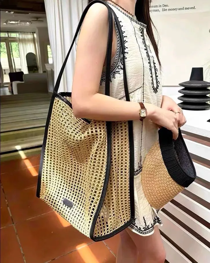 Bohemian Straw Tote Braided Beach Bags