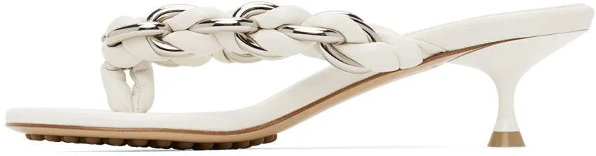 BOTTEGA VENETA WHITE CHAIN DOT MULE SANDALS