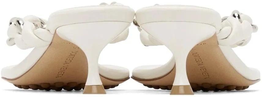 BOTTEGA VENETA WHITE CHAIN DOT MULE SANDALS