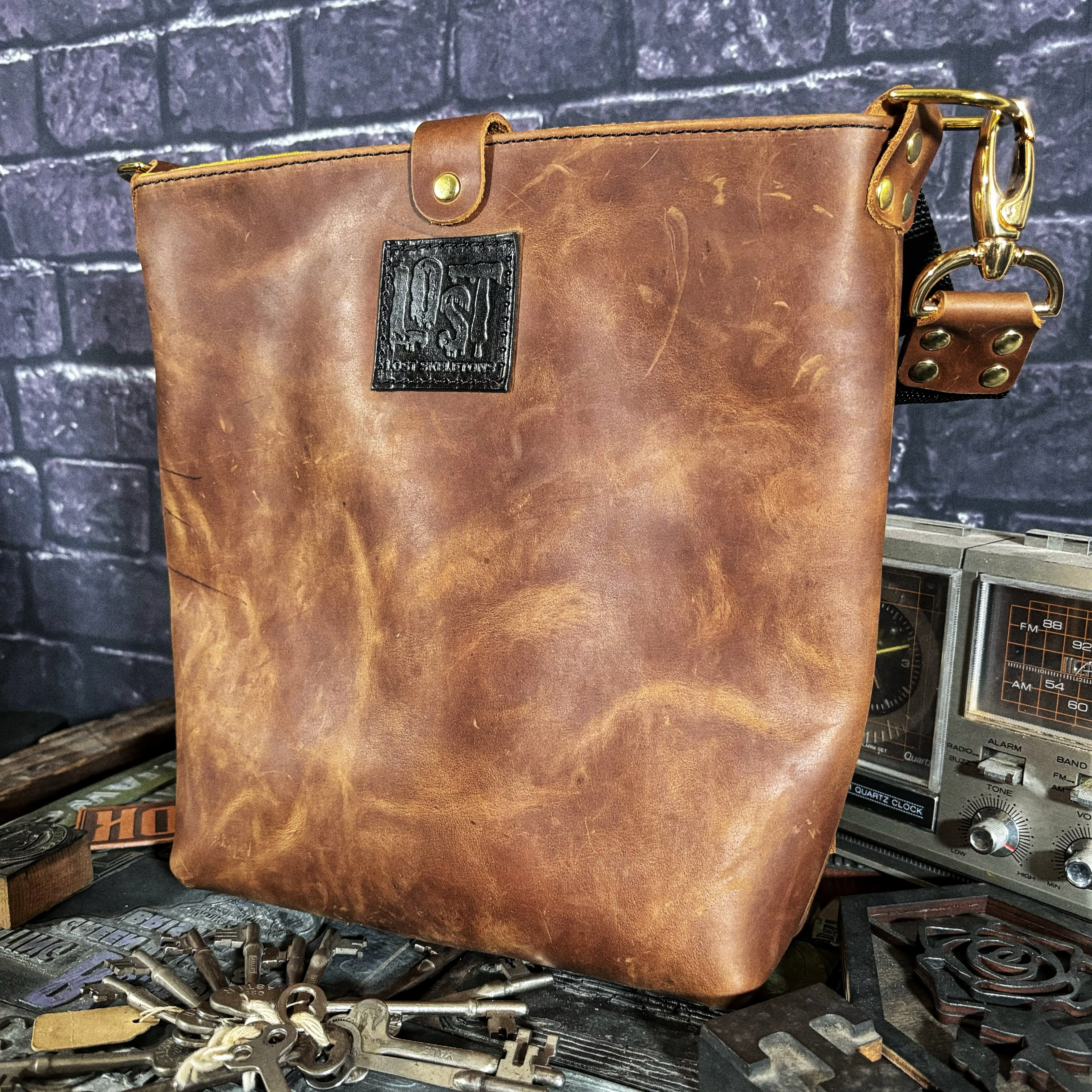 Brown LS Branded Handmade Full Grain Leather Crossbody Bag