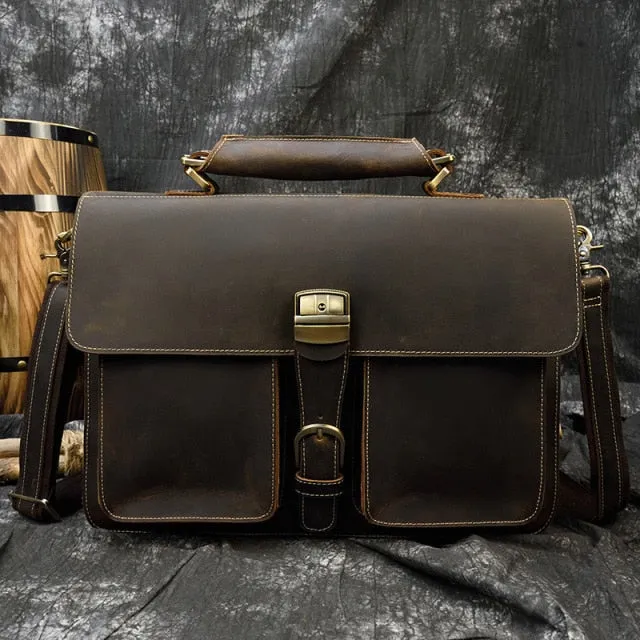 Buckle Leather Briefcase