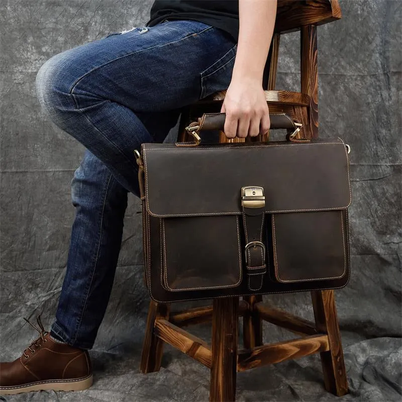 Buckle Leather Briefcase