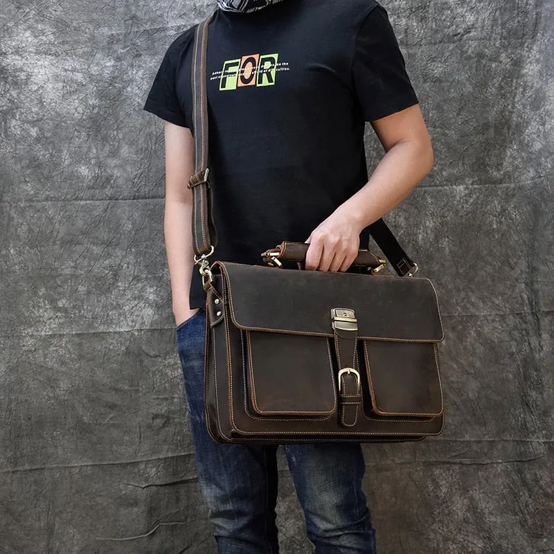 Buckle Leather Briefcase