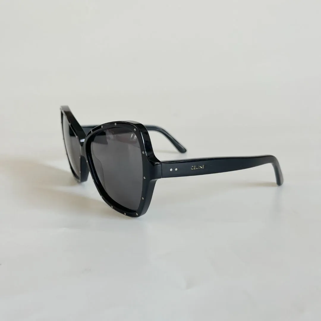 Celine black oversized sunglasses with crystals