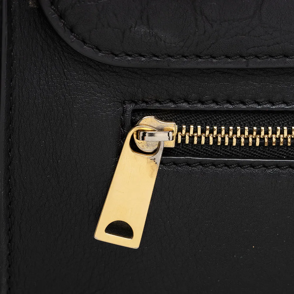 Celine Croc Embossed Suede Medium Trapeze Bag