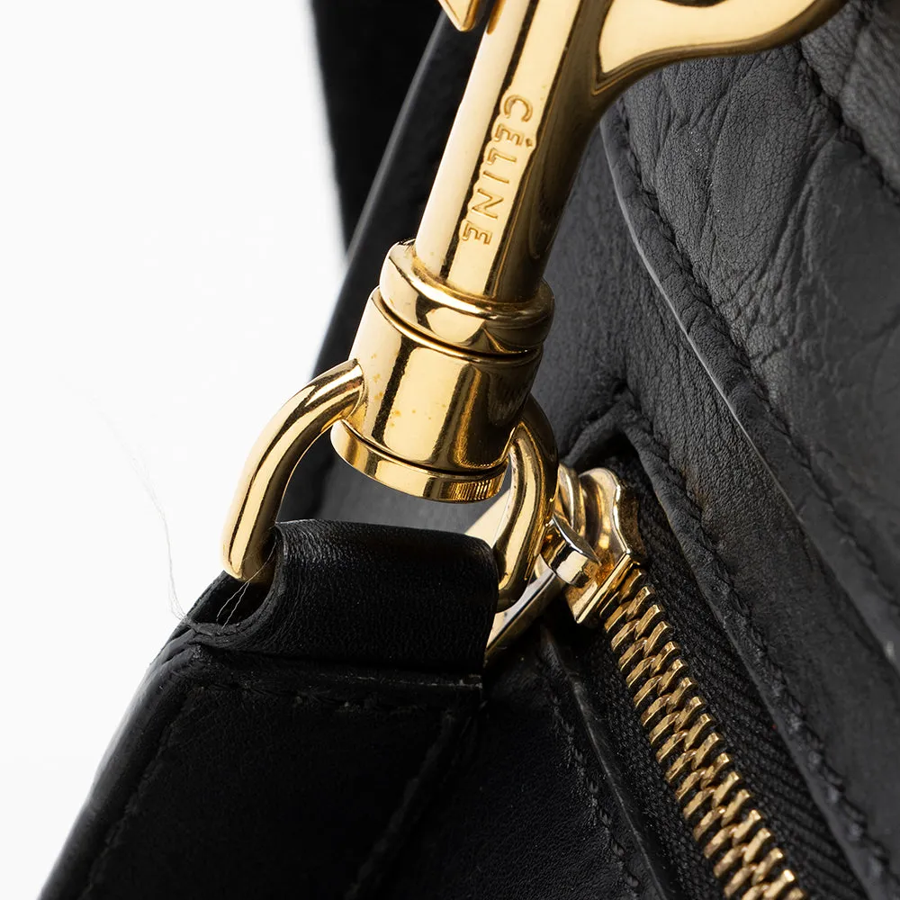 Celine Croc Embossed Suede Medium Trapeze Bag