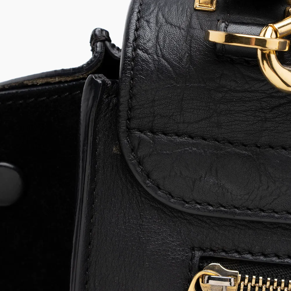 Celine Croc Embossed Suede Medium Trapeze Bag