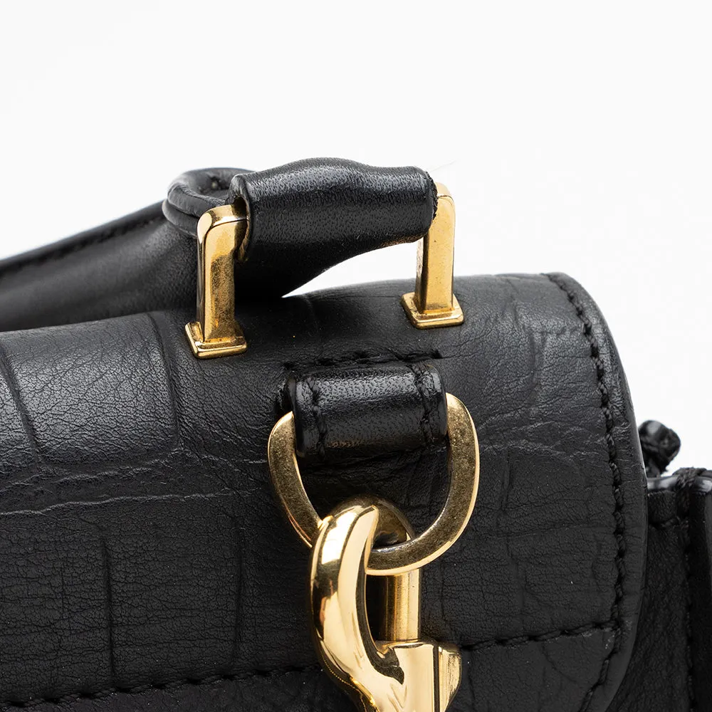 Celine Croc Embossed Suede Medium Trapeze Bag