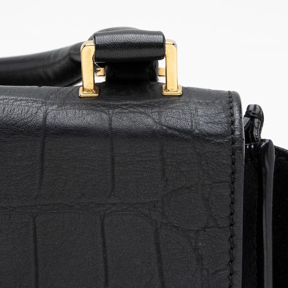 Celine Croc Embossed Suede Medium Trapeze Bag