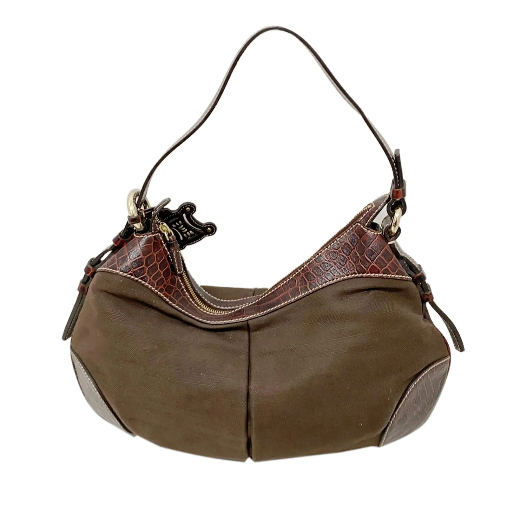 Celine Embossed Leather Shoulder Bag