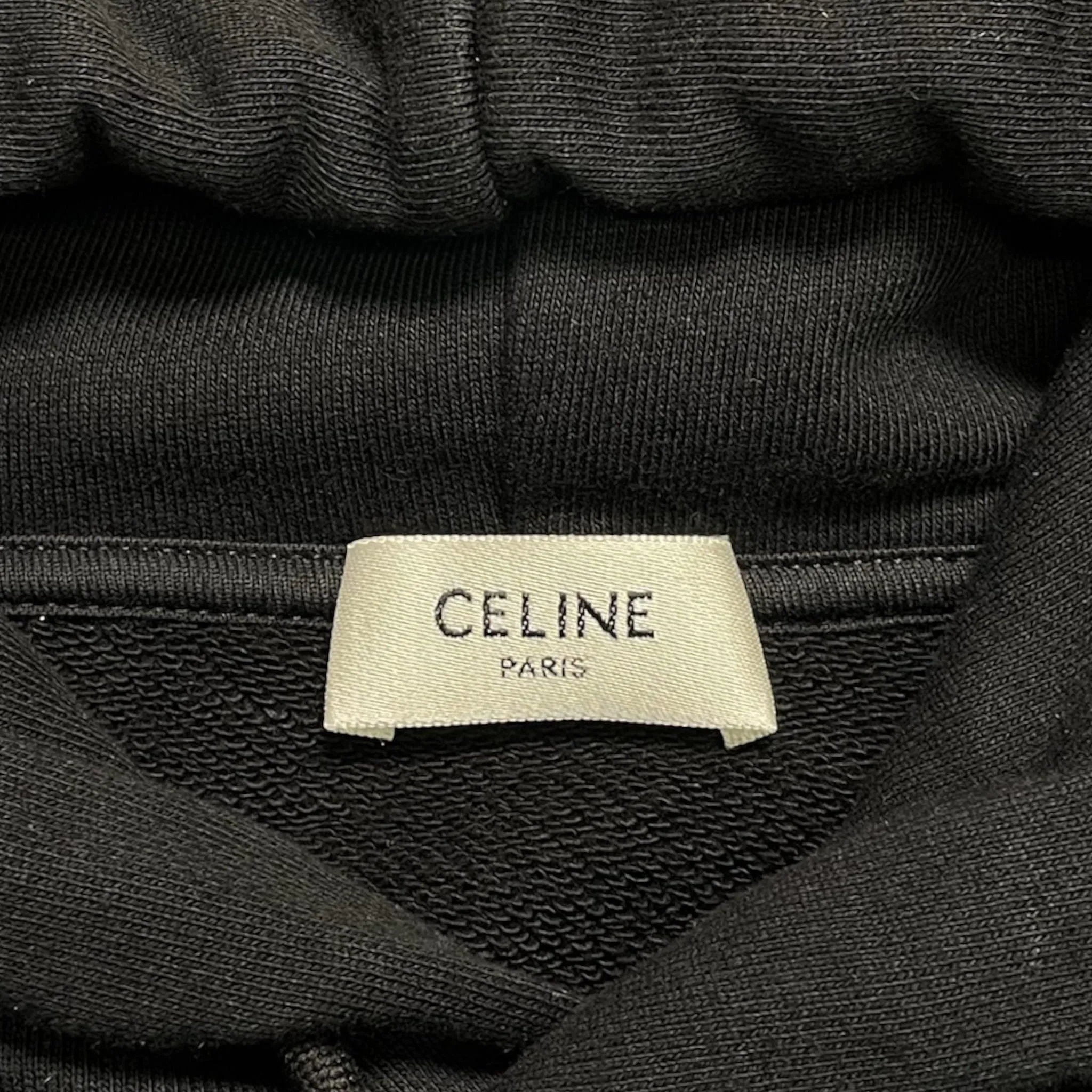 Celine Logo Loose Fit Hooded Sweatshirt Black