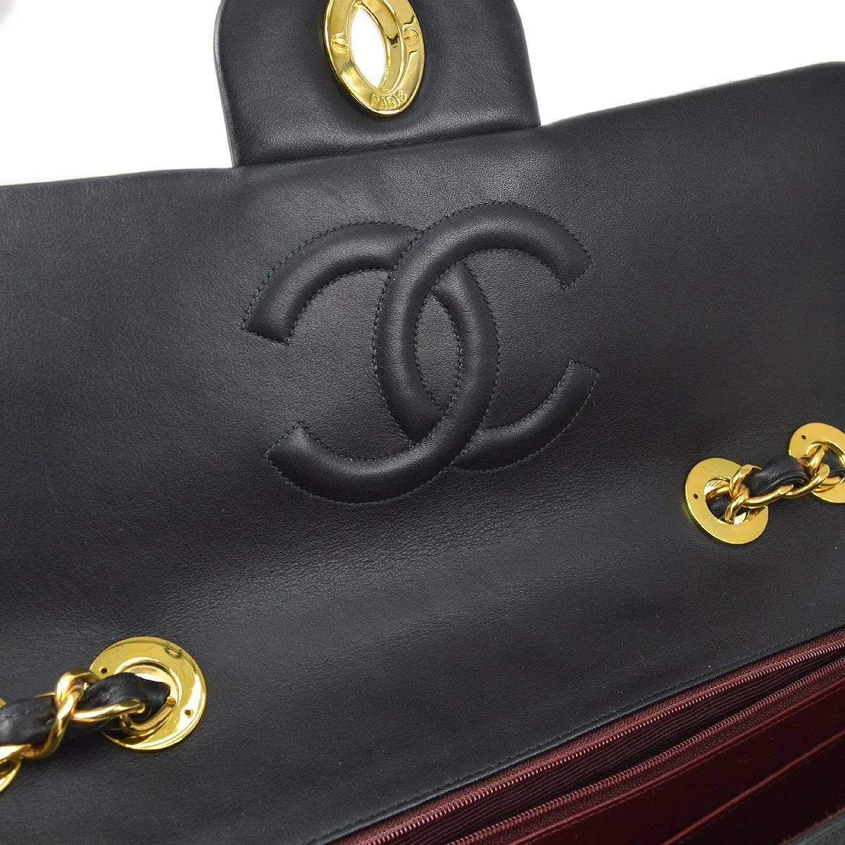 Chanel 1991-1994 Black Lambskin Classic Flap Maxi 90649
