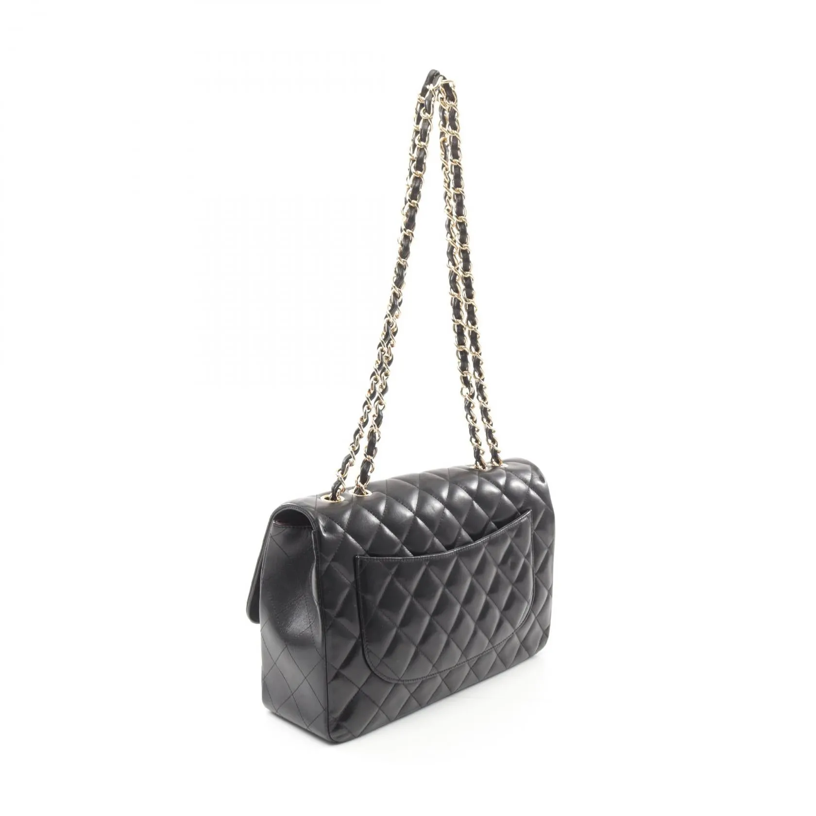 Chanel Lambskin Single Flap Shoulder Bag Black