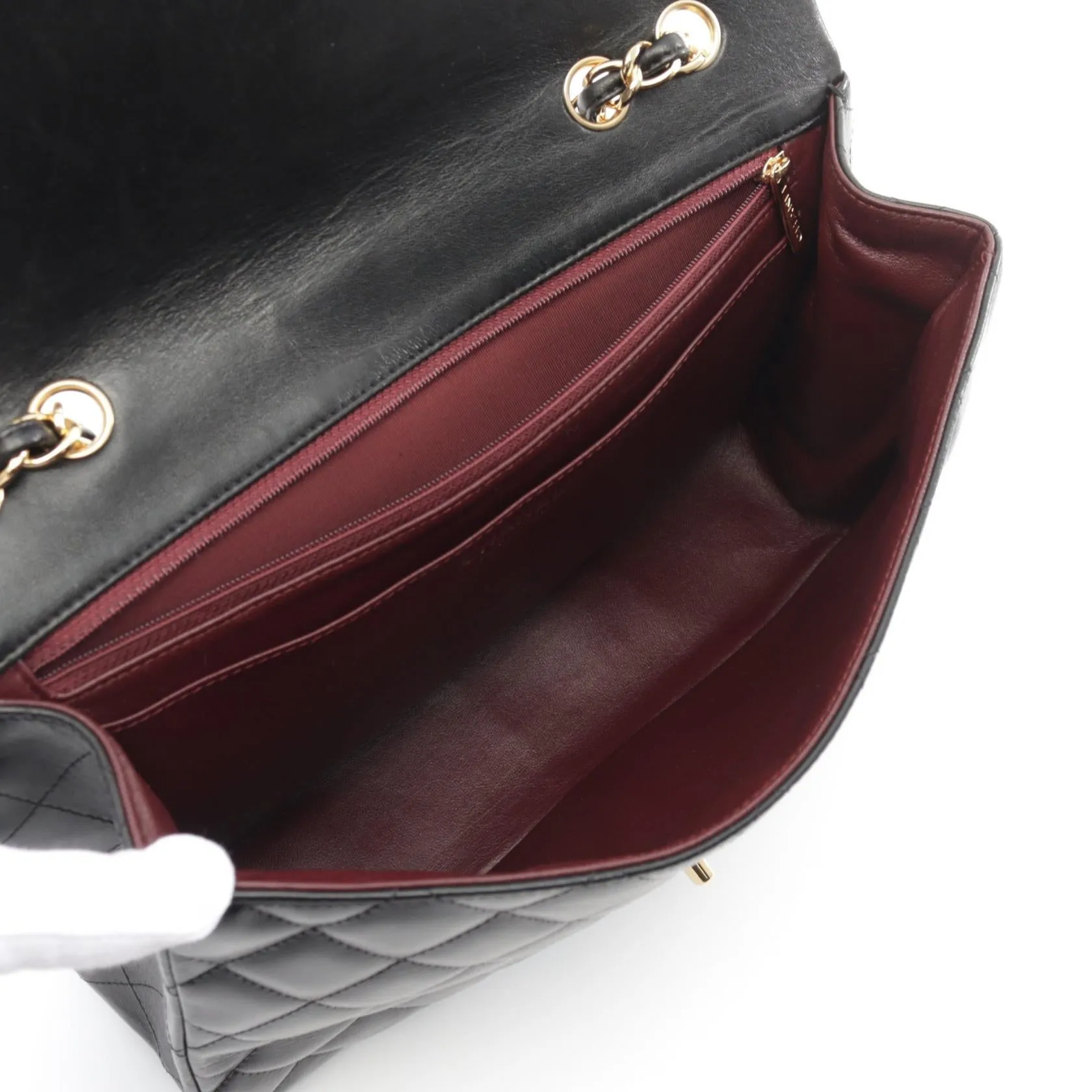 Chanel Lambskin Single Flap Shoulder Bag Black