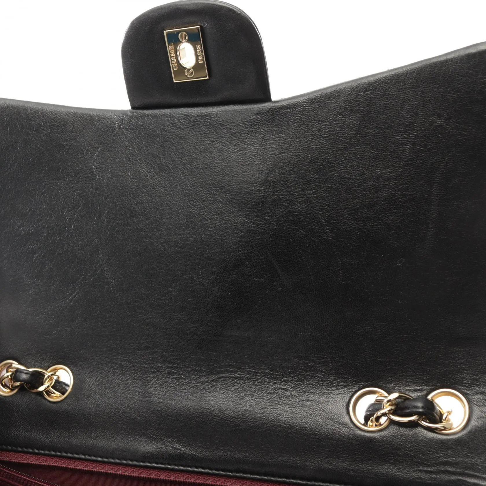 Chanel Lambskin Single Flap Shoulder Bag Black