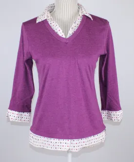 CLASSIC EDITIONS PURPLE COLLARED TOP LADIES SMALL PRE-LOVED