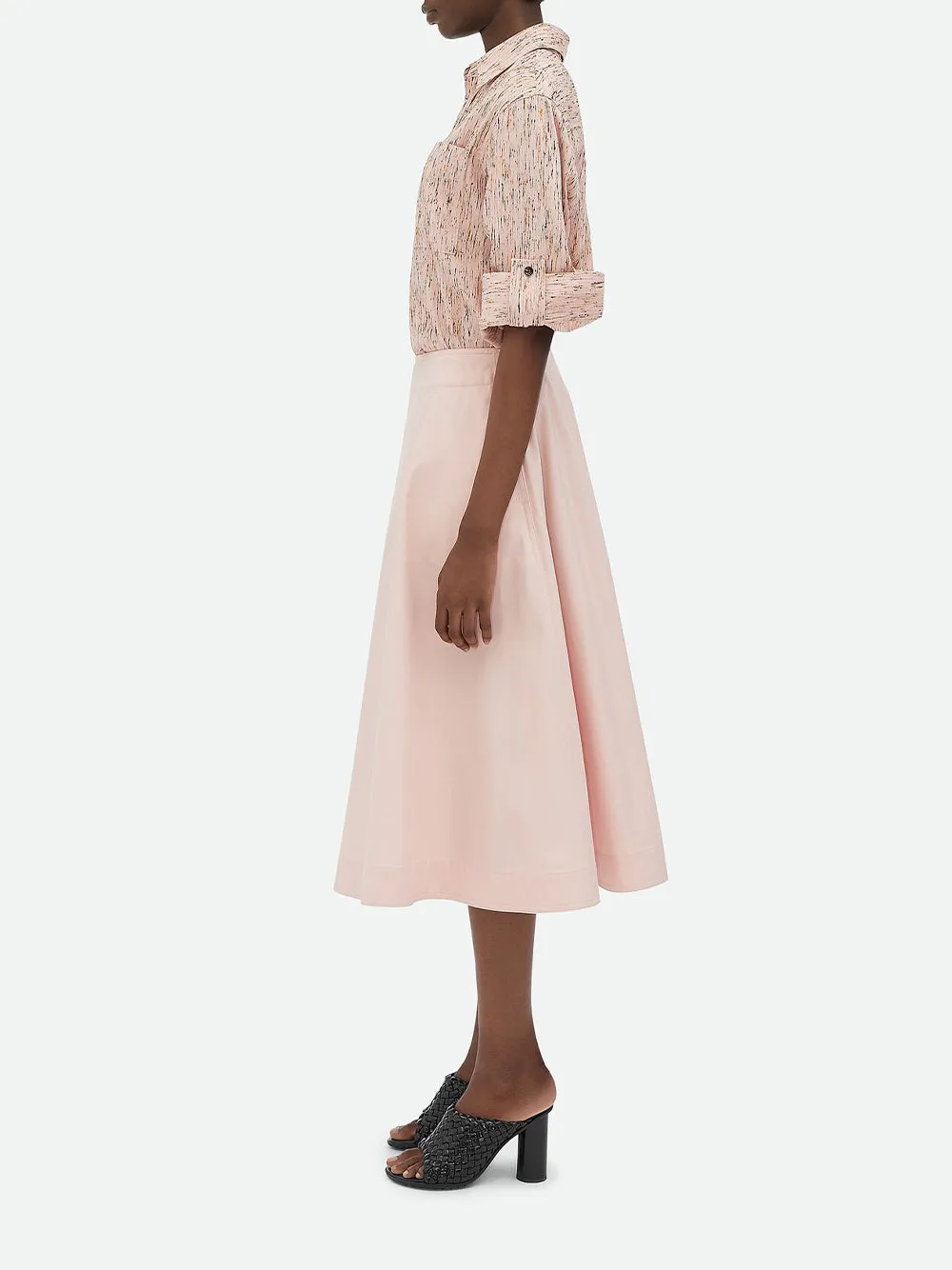 Compact Cotton Midi Skirt