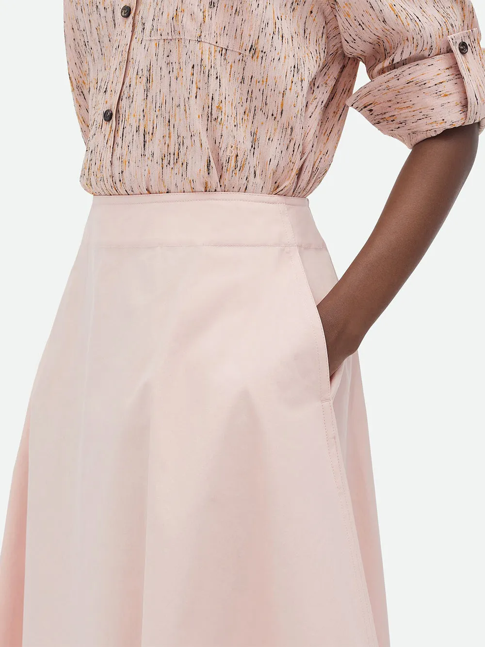 Compact Cotton Midi Skirt