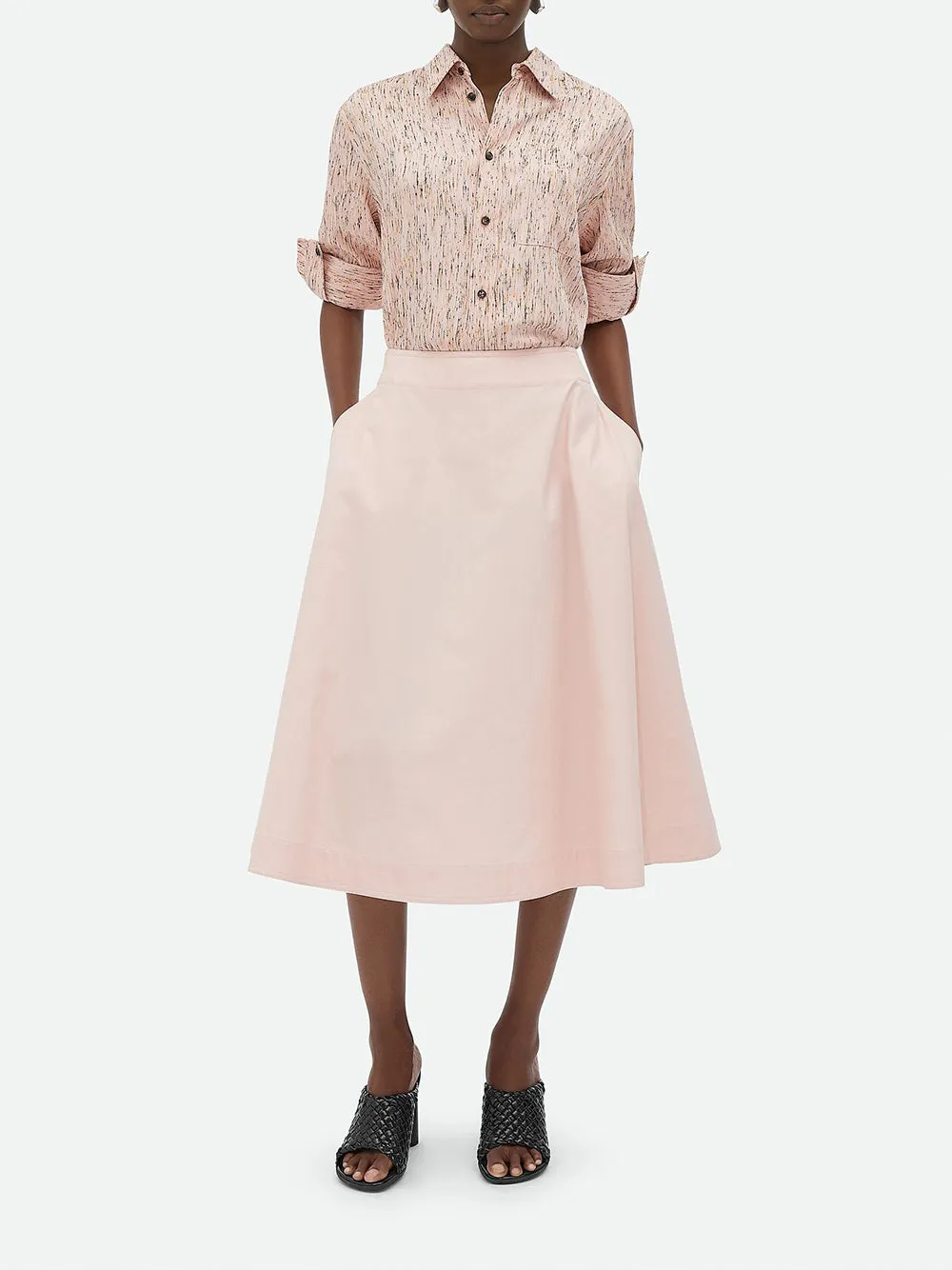 Compact Cotton Midi Skirt