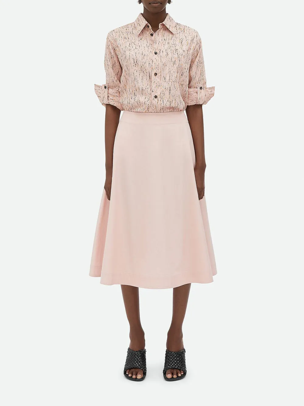 Compact Cotton Midi Skirt
