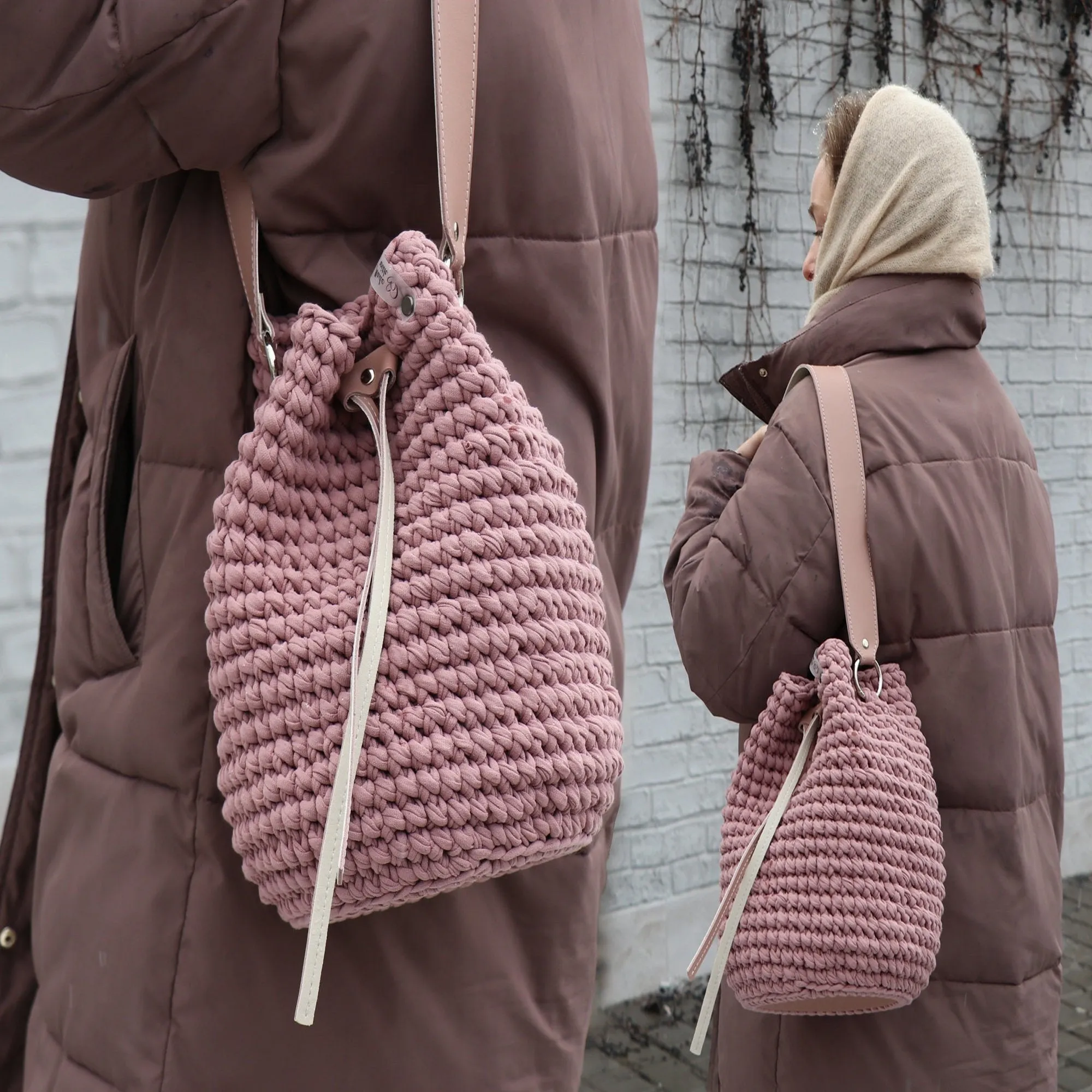 Crochet Bucket bag pattern, US standard terms, Skill level beginner