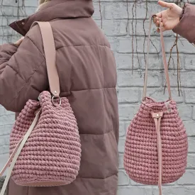 Crochet Bucket bag pattern, US standard terms, Skill level beginner
