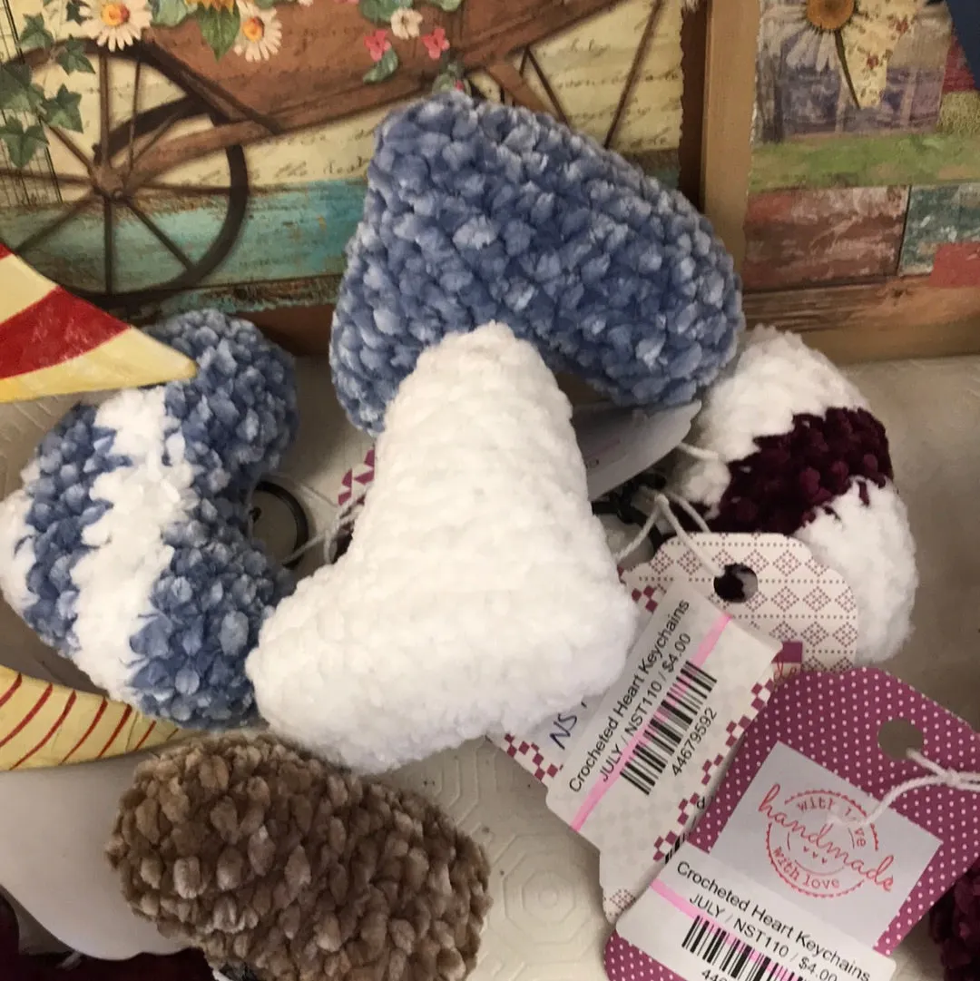 Crocheted Heart Keychains