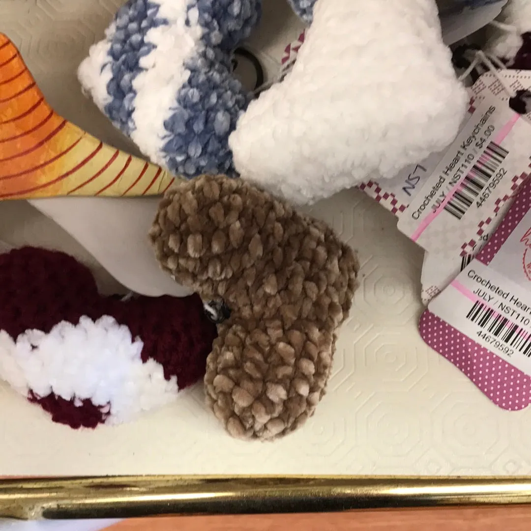 Crocheted Heart Keychains