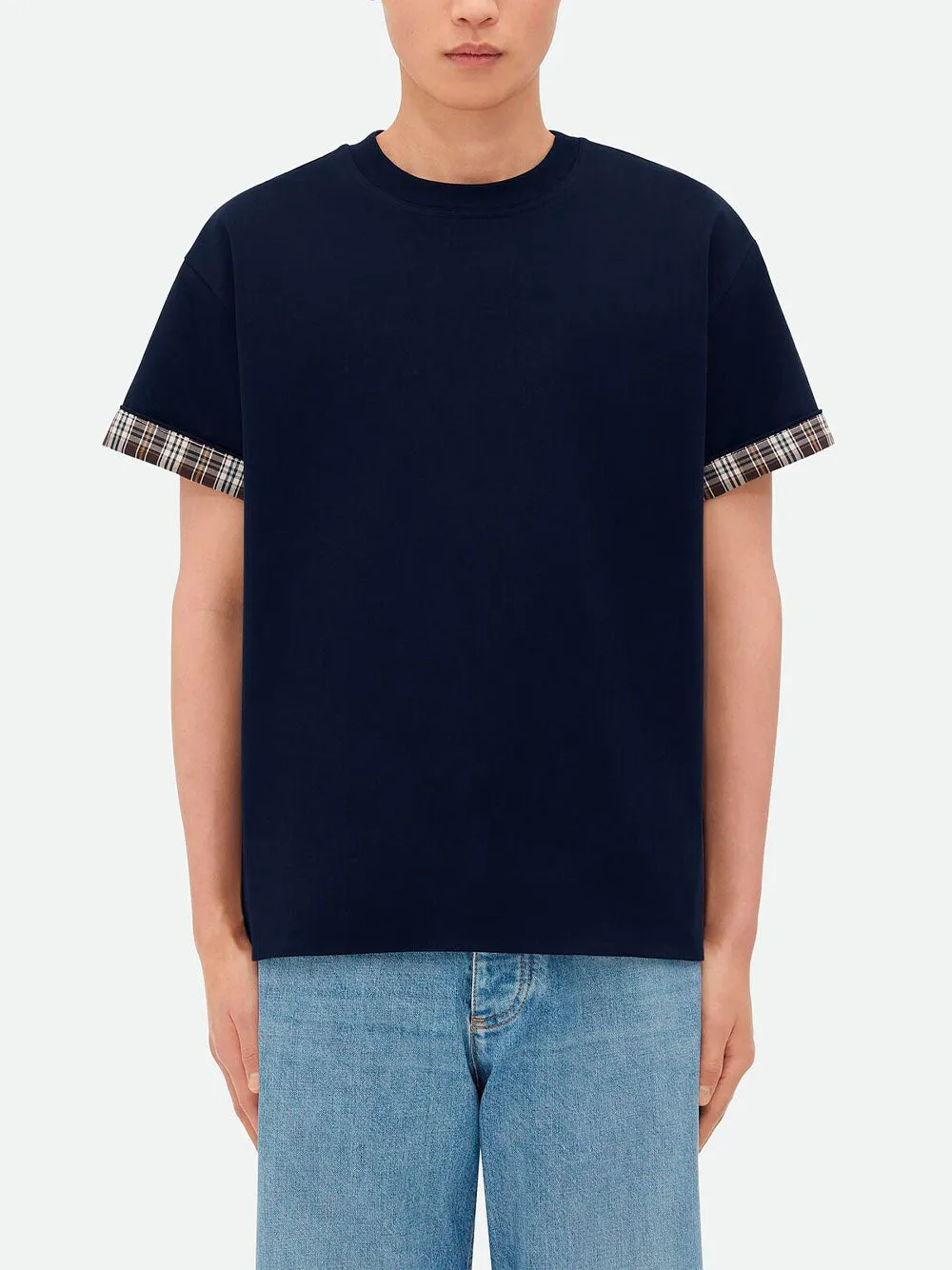 Double layer checked T-shirt
