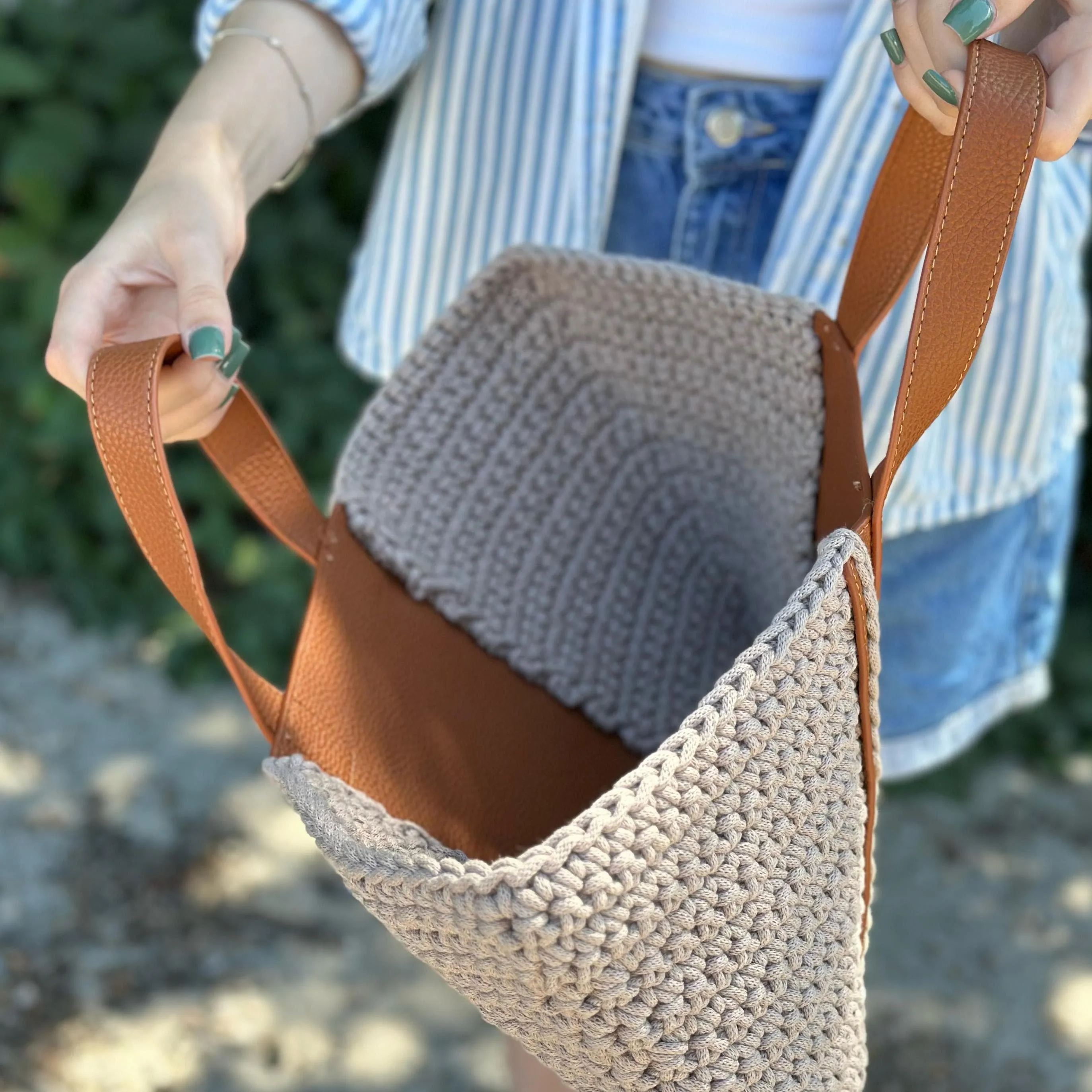 Eco-Leather Insert with Handles for Bags, 52x17 cm