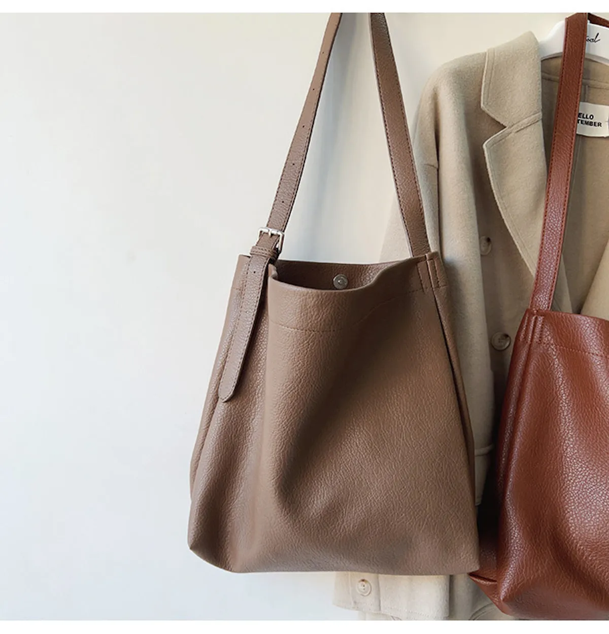 Elena Handbags Retro Bucket Leather Bag