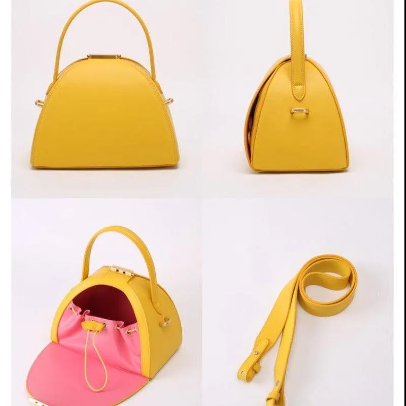 Emblem Genuine Leather Bucket Bag