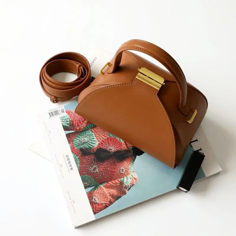 Emblem Genuine Leather Bucket Bag