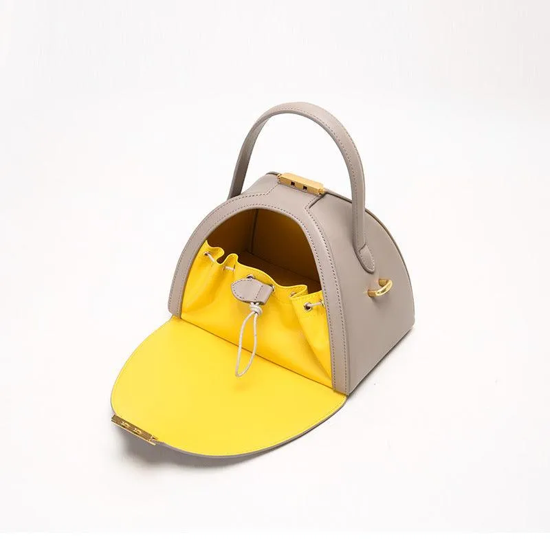Emblem Genuine Leather Bucket Bag