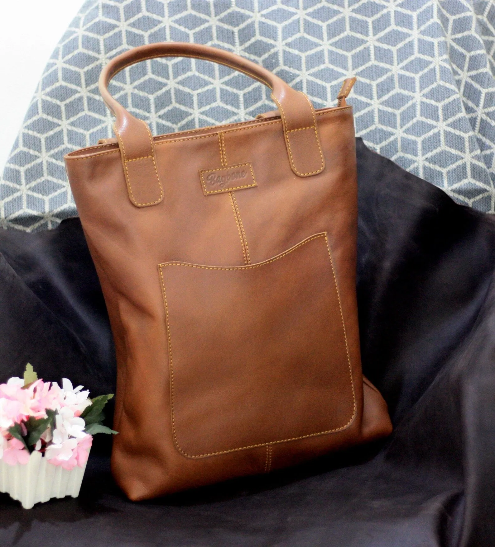 Exotic Leather Tote Bag For Women Zipper Outside Pocket