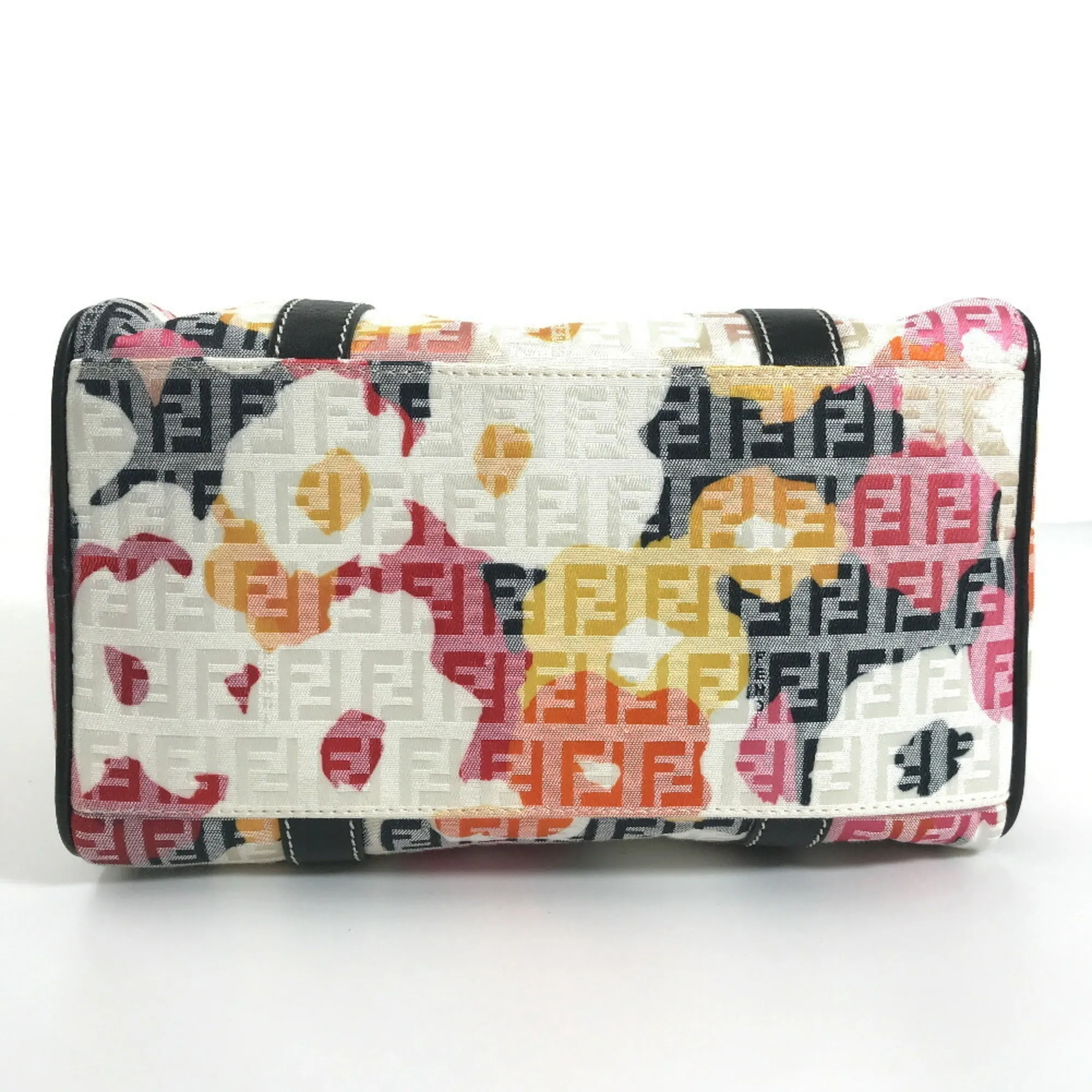 FENDI Boston Bag Zucchino SBL068 Canvas Leather Multicolor Women's