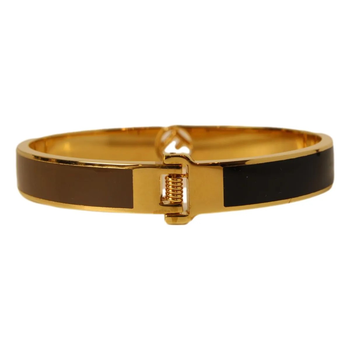 Fendi F is Fendi Brown Black Medium Cuff Bracelet 8AG793