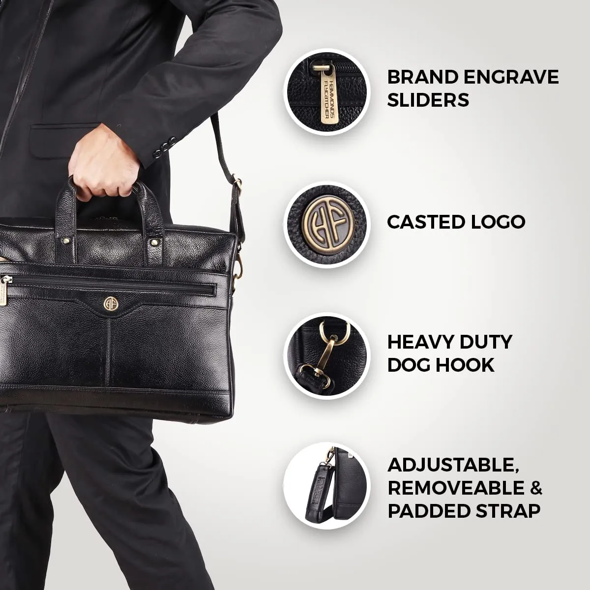 Genuine Leather Executive Office Bag - Shoulder Laptop Messenger Bag for Men - Fits up to 14/15.6/16 Inch