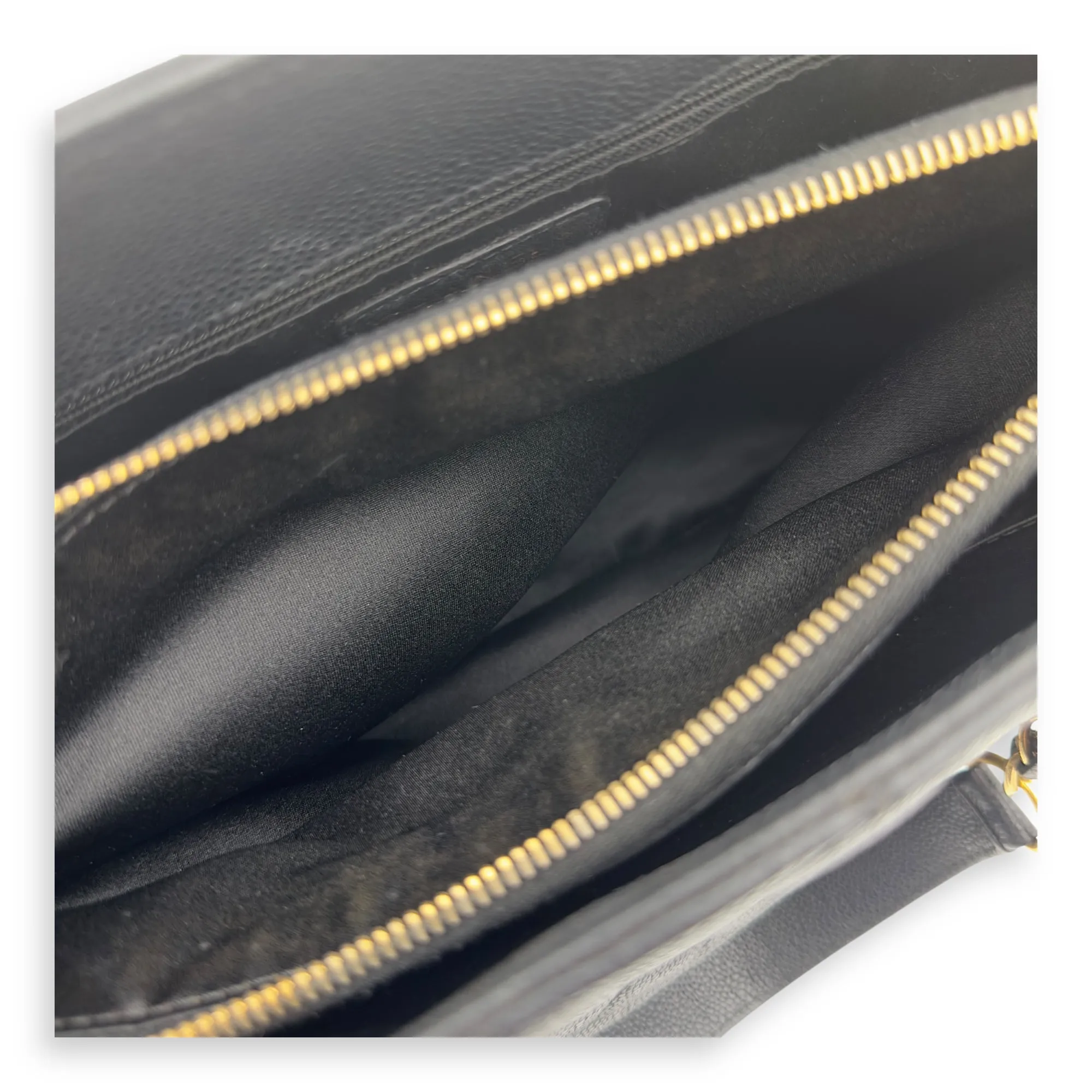 GST Tote Bag Black in Caviar Leather, Gold hardware