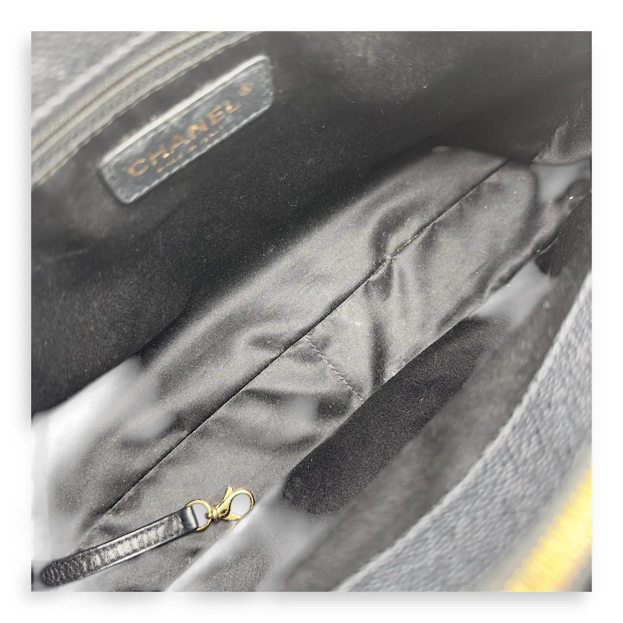 GST Tote Bag Black in Caviar Leather, Gold hardware