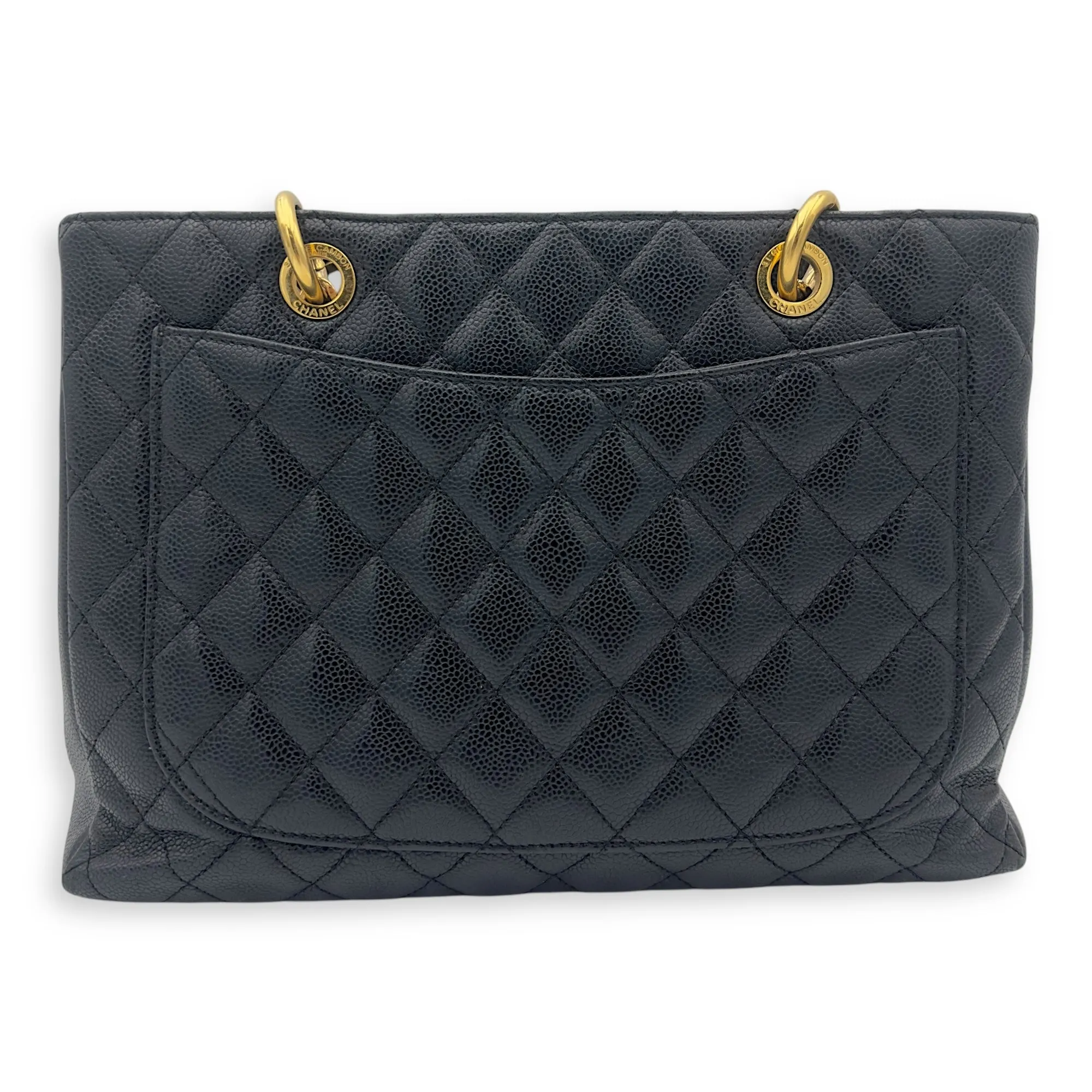GST Tote Bag Black in Caviar Leather, Gold hardware