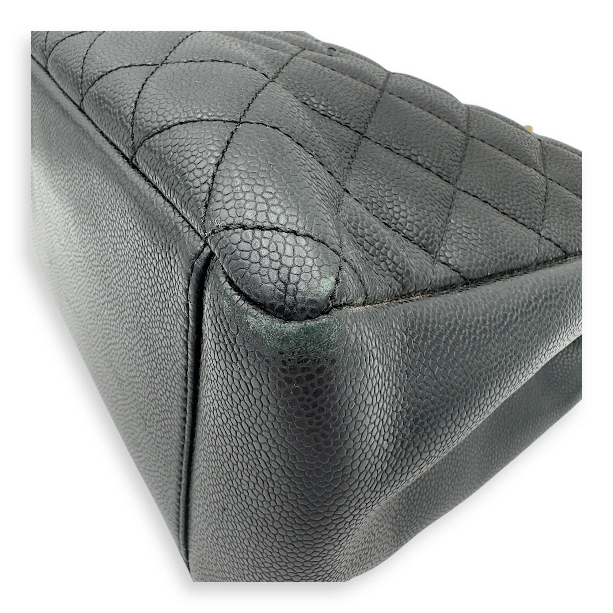 GST Tote Bag Black in Caviar Leather, Gold hardware